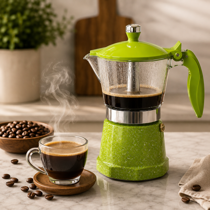 Greca Italiana Moka de 3 tazas, color al azar.