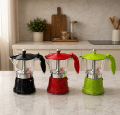 Greca Italiana Moka de 3 tazas, color al azar.