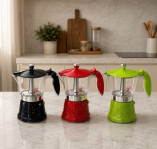 Greca Italiana Moka de 3 tazas, color al azar.