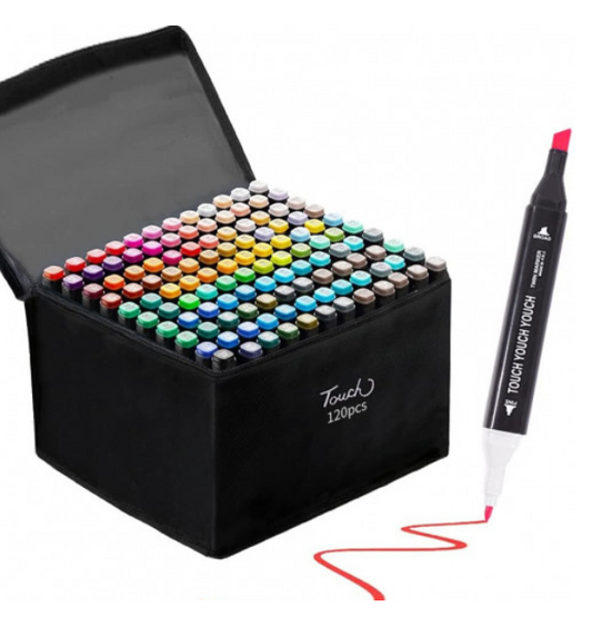 Marcadores doble punta de 120 colores