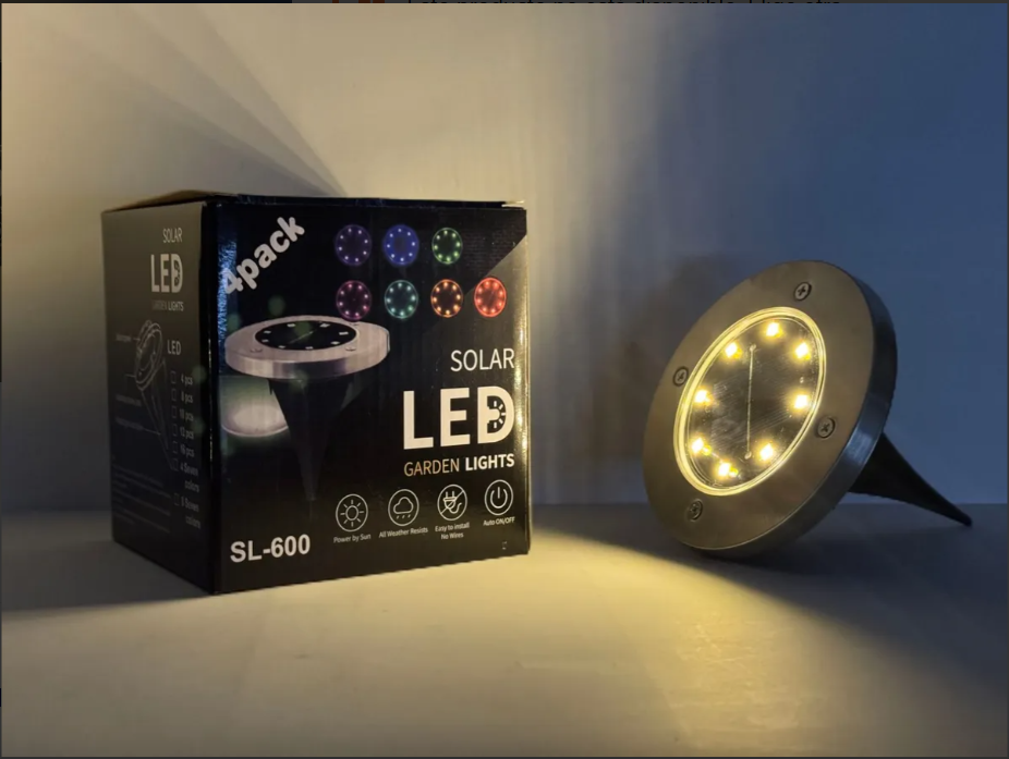 SET DE 4 LUCES LED PARA JARDÍN CON PANEL SOLAR SL-600